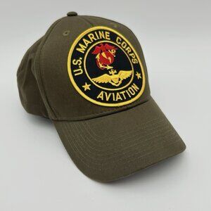 USMC Marines Aviation Hat 7.62 Design Twill Cap Olive Drab Green Hook Loop OSFM